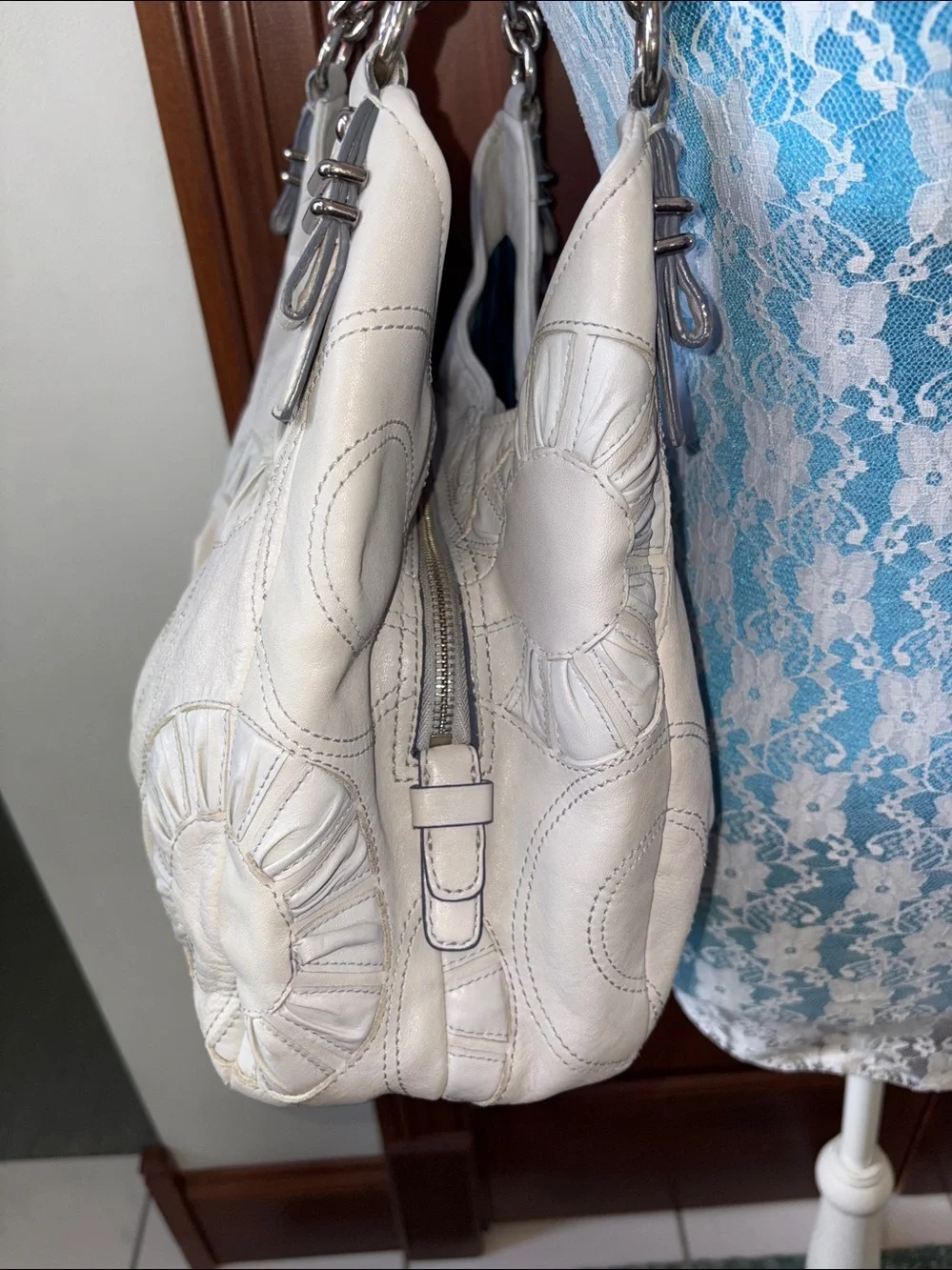Coach Vintage Madison Maggie Op Art Shoulder Bag Inlaid/gathered Garcia Leather